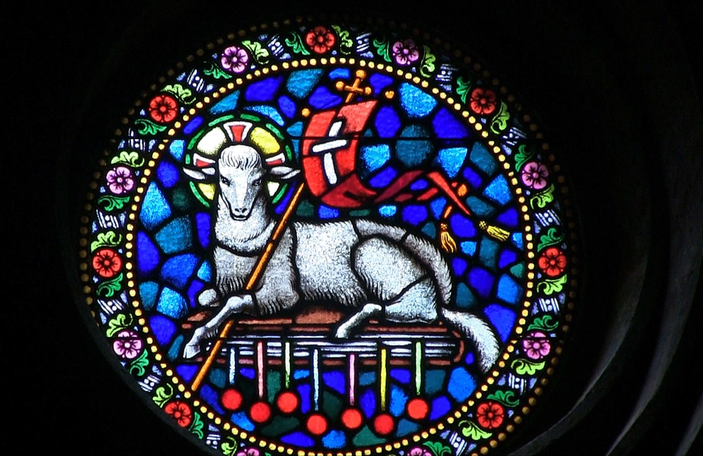 Window Above Baptismal Font - Lamb of God